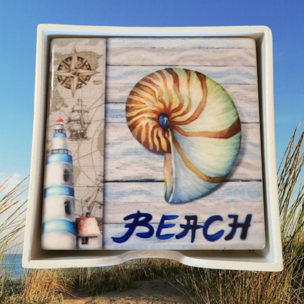 Set of 4 Seashell Coasters